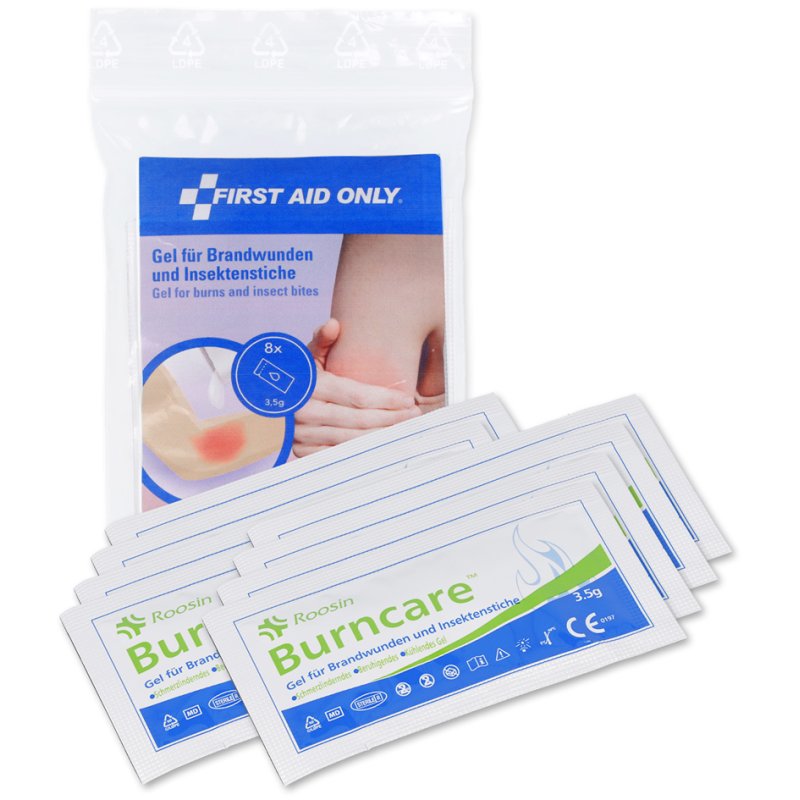 FIRST AID ONLY brandwondengel, pijnstillend en koelend, 8 zakjes à 3,5 g